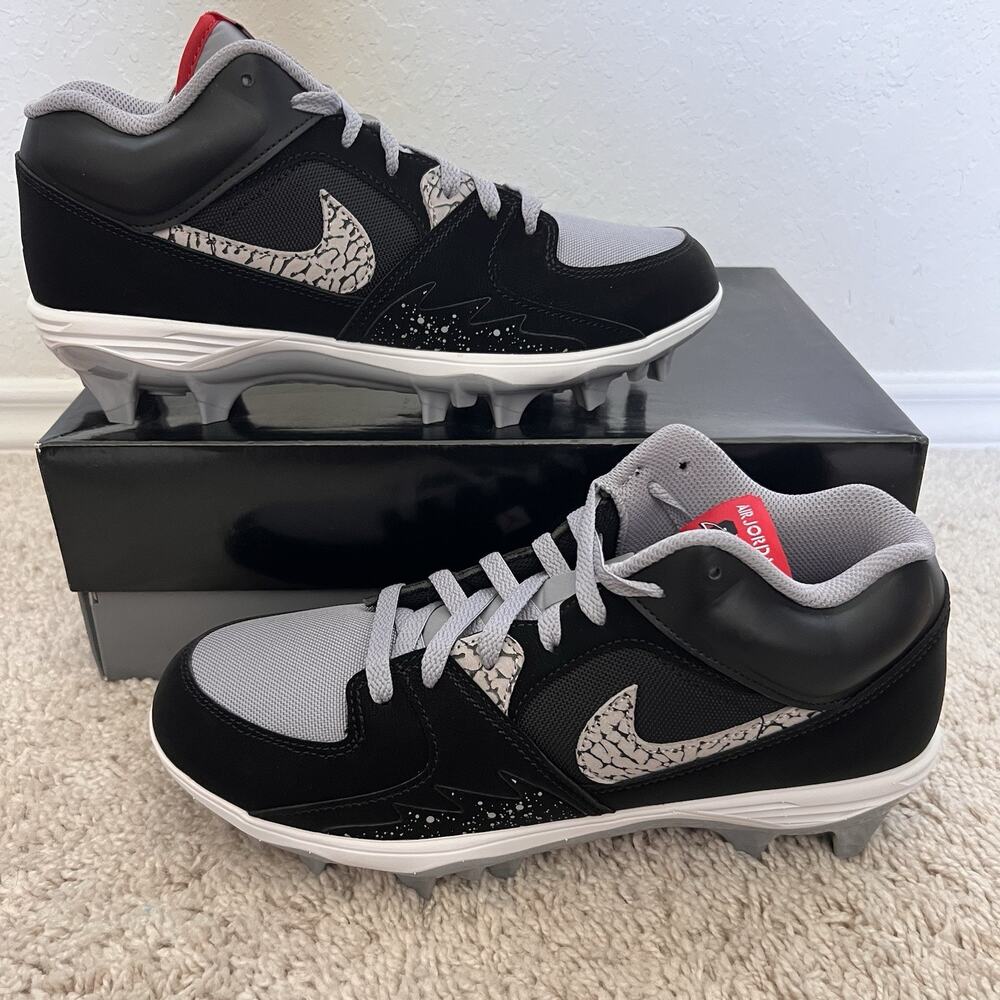 Nike Air Jordan Stadium 90 Low TD Black Cement Football HQ0210-060 Men Size 9.5